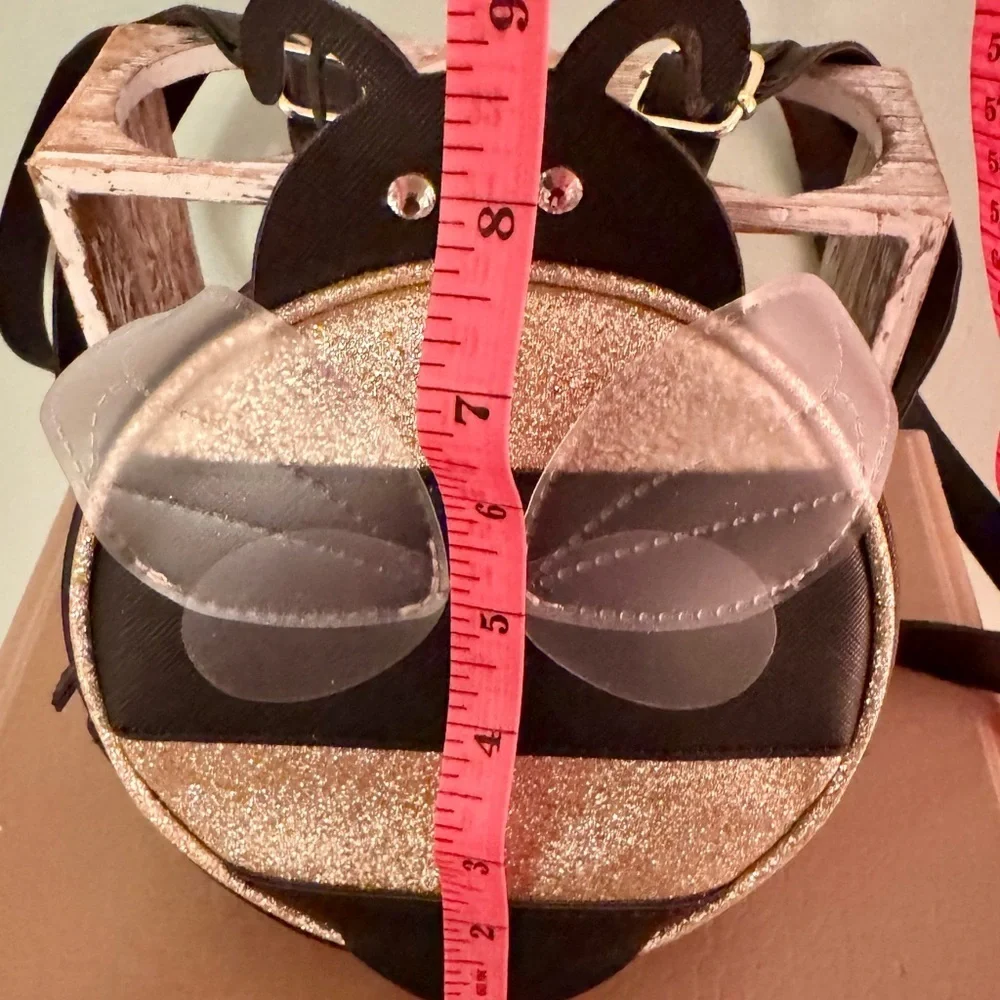 NWOT girls mini bumblebee backpack gold sparkles and black faux leather